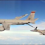 KC-135 Stratotanker refuels F-15